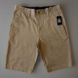 NWT Volcom Monty Stretch 22 Shorts Khaki Mens Size 28